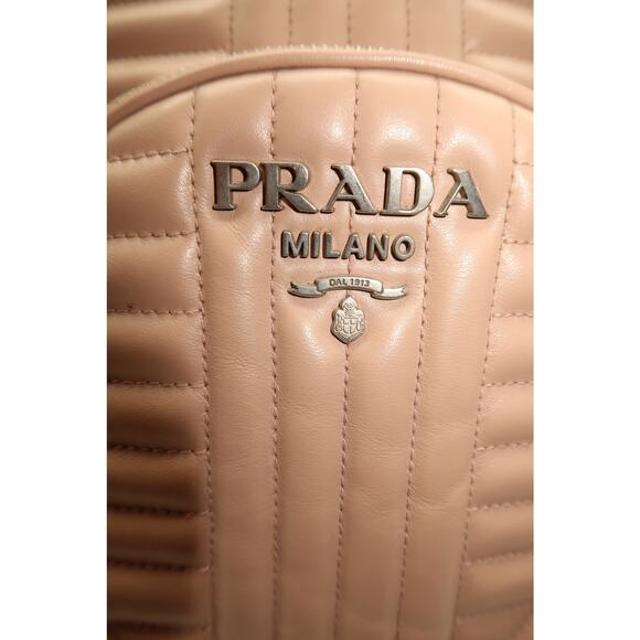 Prada Milano Diagramme Leather Logo Accent Zip-Around Backpack Pink - Picture 3 of 16